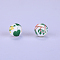 Printed Round with Leaf Pattern Silicone Focal Beads, Colorful, 15x15mm, Hole: 2mm