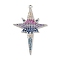 Brass Micro Pave Cubic Zirconia Pendants, Star, Long-Lasting Plated, Cadmium Free & Lead Free, Rack Plating, Platinum, 41x27.5x2mm, Hole: 1.2mm