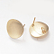 Brass Stud Earring Findings, with Loop, Nickel Free, Real 18K Gold Plated, 15mm, Hole: 2mm, pin: 0.8mm