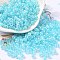 6/0 Opaque Colours Rainbow Plated Round Glass Seed Beads, Deep Sky Blue, 4x3mm, Hole: 1.2mm, about 7200pcs/pound