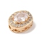 Brass Micro Pave Cubic Zirconia Beads, Nickel Free, with Glass, Oval, Golden, Clear, 13.5x11x7mm, Hole: 2mm