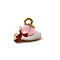 304 Stainless Steel Enamel Charms, Hat Shape with Bowknot Charms, on Plating(IP), Real 18K Gold Plated, Pink, 10x12.5x7mm, Hole: 3.2mm