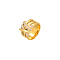 Golden Stainless Steel Rhinestone Wide Band Rings, Crystal, US Size 7(17.3mm)