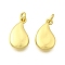 Brass Charms, Rack Plating, Lasting Plated, Cadmium Free & Lead Free, Real 18K Gold Plated, with Jump Ring, Teardrop, 14.5x7.5x2.5mm, Hole: 2mm