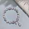 Star Alloy Cat Eye & Natural Amethyst Round Beaded Charm Bracelets, Platinum, 7-1/8~8-5/8 inch(18~22cm)