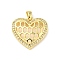 Brass with Cubic Zirconia Pendants, Cadmium Free & Lead Free, Heart, Heart, 19.5x20.5x3.3mm, Hole: 5x2.5mm
