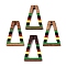 Jamaican Colour Epoxy Resin & Walnut Wood Pendants, Geometric Charms, Trapezoid, 38x25x3.5mm, Hole: 2mm