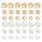 72Pcs 6 Styles Brass Links Connectors, Twist Flat Round, Real 24K Gold Plated & 925 Stainless Steel Color, 10~14x1mm, Hole: 1.4mm