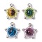 Cylinder Seed Beads & Natural Tiger Eye Beads Pendants, with 304 Stainless Steel Open Jump Rings, Star, Mixed Color, 21x19x8mm, Hole: 4mm