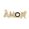 Brass Micro Pave Cubic Zirconia Pendants, Enamel Style, Rack Plating, Cadmium Free & Lead Free, Long-Lasting Plated, Real 18K Gold Plated, Black, 12x31.5x2.5mm, Hole: 1.5mm