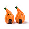 Autumn Opaque Resin Pendants, Pumpkin House Charms, with Platinum Tone Iron Loops, Dark Orange, 36.5x21.5x24mm, Hole: 2mm
