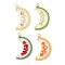 4Pcs 4 Colors Round Glass Seed Beaded Fruit Pendants, with Glass & Golden 304 Stainless Steel Jump Ring & 201 Stainless Steel Linking Rings, Faceted, Mixed Color, 30.5x19x6mm, Hole: 2.5mm, 1pc/color