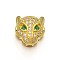 Rack Plating Brass Micro Pave Cubic Zirconia Leopard Hollow Beads, Lead Free & Cadmium Free, Golden, 11x11x6mm, Hole: 1.4mm