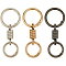 SUNNYCLUE 1 Box 12Pcs 3 Colors Spring Double Ring Key Chain Metal Keychain Clasps Bulk Gold Silver Black Zinc Alloy Nordic Retro Detachable Holder Clip Clasp for Various Keys Keychains Accessories