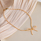 Feaceted Rondelle Glass Beaded Necklaces, Handmade Non-fading Bowknot Necklaces for Women, PeachPuff