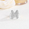 Brass Micro Pave Clear Cubic Zirconia Cuff Rings, Platinum, Letter M, Inner Diameter: Adjustable