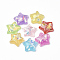 Resin Cabochons, with Shell Chip, Star, Mixed Color, 15x16x6mm