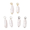 3Pcs 3 Colors Natural Keshi Pearl Pendants, Nuggets Charms with 304 Stainless Steel Jump Rings, Creamy White, Mixed Color, 20~23x5.5~6x3.5~4.5mm, Hole: 3.5mm, 1pc/color