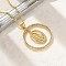 Brass Micro Pave Clear Cubic Zirconia Ring Pendant Necklaces, Real 18K Gold Plated, Virgin, 16.93 inch(43cm)