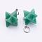 Natural Green Aventurine Pendants, with 201 Stainless Steel Split Rings, Stainless Steel Color, Merkaba Star, 22~23x16.5~17x19mm, Hole: 6mm