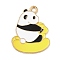 Alloy Pendant, Panda, Light Gold, Yellow, 26x20x1mm, Hole: 2mm