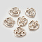 Alloy Pendants, Heart with Rose, Light Gold, 19x16x3mm, Hole: 1.5mm