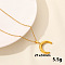 Vintage Stainless Steel Double Horn Pendant Necklaces, Elegant DIY Jewelry Accessory, Real 18K Gold Plated, 15.75 inch(40cm)