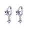 925 Sterling Silver Cubic Zirconia Plum Blossom Hoop Earrings, Romantic Sweet Fashion Earrings, Silver, Lilac, 16x6mm