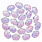 Two Tone Transparent Spray Painted Glass Pendants, with Glitter Powder, Ginkgo Leaf, Orchid, 15x20x4.5mm, Hole: 1.2mm