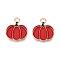 Thanksgiving Day Theme Alloy Enamel Pendants, Light Gold, Lead Free & Cadmium Free, Pumpkin, 18x15.5x1mm