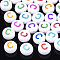 Initial Acrylic Beads, Horizontal Hole, Flat Round, Mixed Color, Letter.C, 7x3.5~4mm, Hole: 1.2mm, about 370pcs/50g