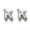 Non-Tarnish 201 Stainless Steel Pendants, Letter K, Stainless Steel Color, 16x15.5x3mm, Hole: 1.5mm