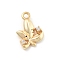 Brass Micro Pave Cubic Zirconia Pendants, Cadmium Free & Nickel Free & Lead Free, Leaf Charms, Golden, 12.5x8.5x2.5mm, Hole: 1.2mm