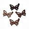 Walnut Wood Hollow Pendants, Butterfly Charms, Undyed, Sienna, 32.5x28.5x2.5mm, Hole: 1.6mm