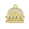 Brass Micro Pave Clear Cubic Zirconia Pendants, Cadmium Free & Nickel Free & Lead Free, Palace Charms, Golden, 15.5x15.5x3.5mm, Hole: 1.5mm