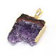 Естественно drusy аметист прямоугольник подвески G-P089-32G-2