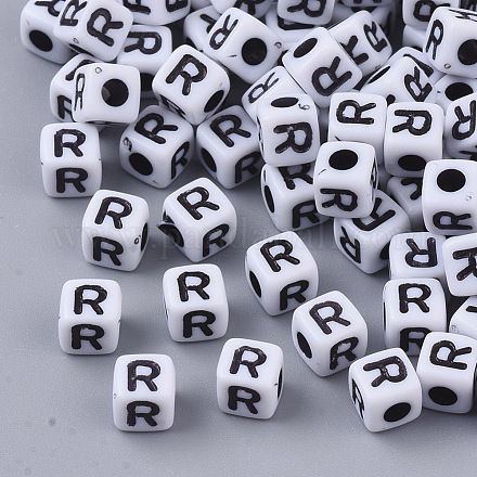 Белые непрозрачные акриловые бусины MACR-R869-02R-1