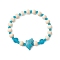 Synthetic Turquoise & Wood & Glass Beaded Stretch Bracelets for Women, Dolphin, Inner Diameter: 2-1/8 inch(5.5cm), Dolphin: 13x20mm