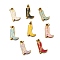 304 Stainless Steel Enamel Pendants, Boot Charms, Ion Plating(IP), Real 18K Gold Plated, with Jump Ring, Mixed Color, 18x11x2.5mm, Hole: 3.2mm