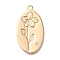 Brass Micro Pave Cubic Zirconia Pendants, Cadmium Free & Nickel Free & Lead Free, Birthday Flower Charms, March Cherry Blossom, 26x14x1mm, Hole: 1.2mm