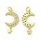Brass Micro Pave Cubic Zirconia Pendants, Cadmium Free & Nickel Free & Lead Free, with Jump Ring, Moon & Star Charms, Golden, 23x12x2.8mm, Hole: 2.5mm