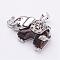 Natural Tiger Eye Pendants, with Rhinestone and Brass Findings, Elephant, Platinum, 25.5x36.5x10mm, Hole: 5x8mm