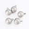 Tarnish Resistant 201 Stainless Steel Charms, Textured, Frosted, Round, Stainless Steel Color, 9x6mm, Hole: 2mm