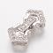 Brass Micro Pave Cubic Zirconia Fold Over Clasps, Platinum, 19x10x4.5mm, Hole: 0.5mm