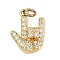 Brass Micro Pave Cubic Zirconia Pendants, Love You Gesture, with Jump Ring, Cadmium Free & Lead Free, Rack Plating, Long-Lasting Plated, Real 18K Gold Plated, 17x13x5mm, Hole: 3mm