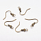 Brass Earring Hooks, Ear Wire, with Horizontal Loop, Antique Bronze, Nickel Free, 17~19x16~18x0.6~0.7mm, Hole: 2mm