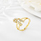 Brass Micro Pave Cubic Zirconia Finger Rings, Cadmium Free & Nickel Free & Lead Free, for Women, Letter H, US Size 3(14mm)