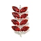 Brass Rhinestone Pendants, Cadmium Free & Lead Free, Leaf, Siam, 20x11x4mm, Hole: 1.4mm