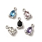 Alloy Pendants, with Rhinestone, Lead Free & Cadmium Free & Nickel Free, Rack Plating, Teardrop, Mixed Color, Platinum, 13.5x8.5x3.5mm, Hole: 1.2mm