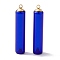 Handmade Lampwork Pendants, with Golden Alloy Bead Cap Pendant Bails, Perfume Bottle, Blue, 40x8mm, Hole: 1.8mm
